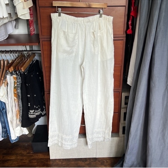 Zara 100% linen drawstring pants ladder stitch - Picture 9 of 10